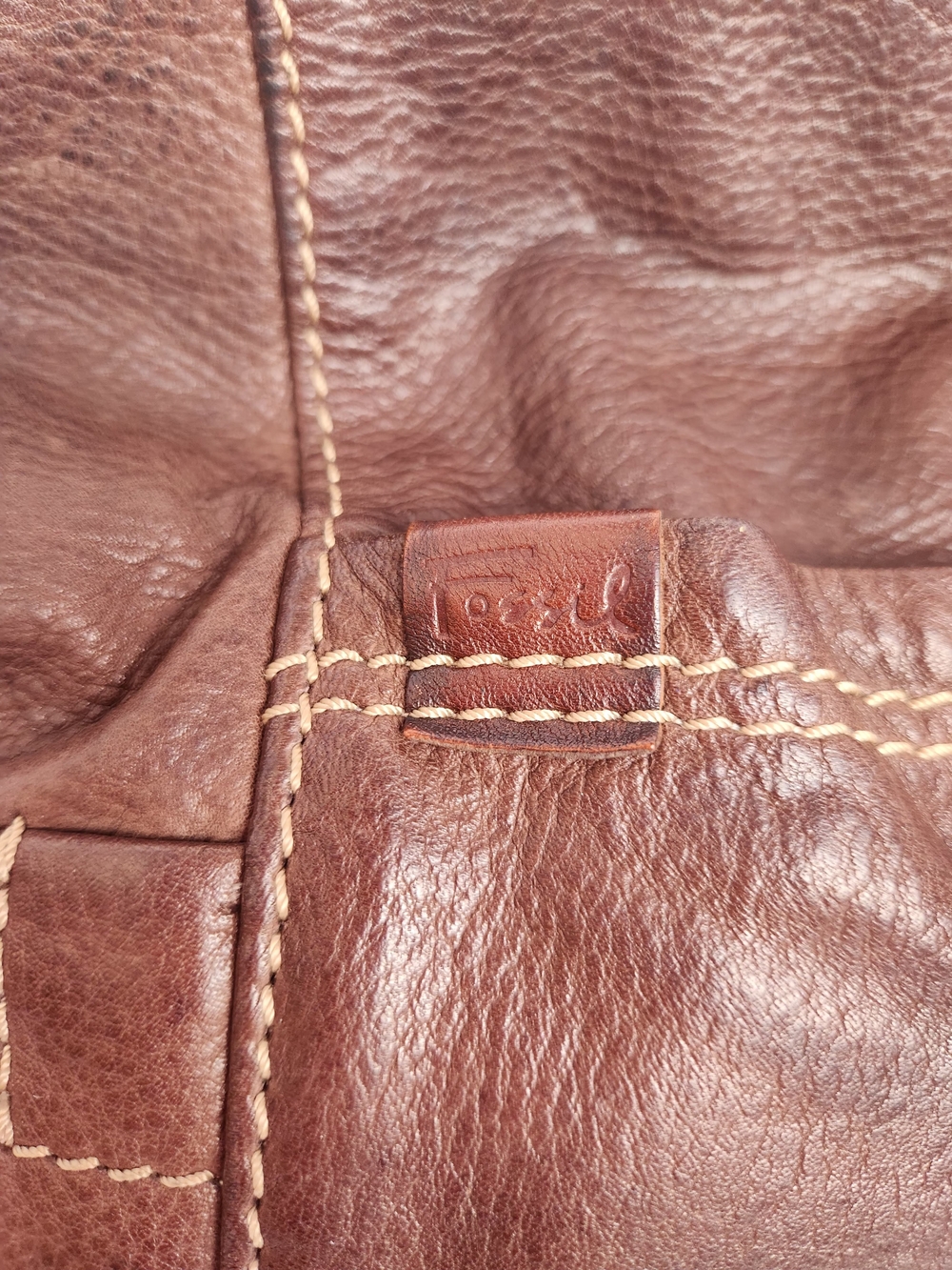 Vintage Fossil Brown Braided-Handle Leather Hobo - Picture 4 of 6